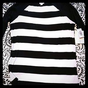 Lularoe Black and White Randy Baseball Tee
